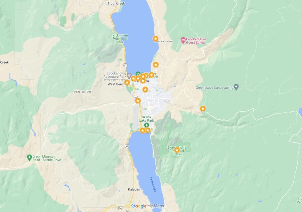 Screenshot of Best free things to do in Penticton Google Map